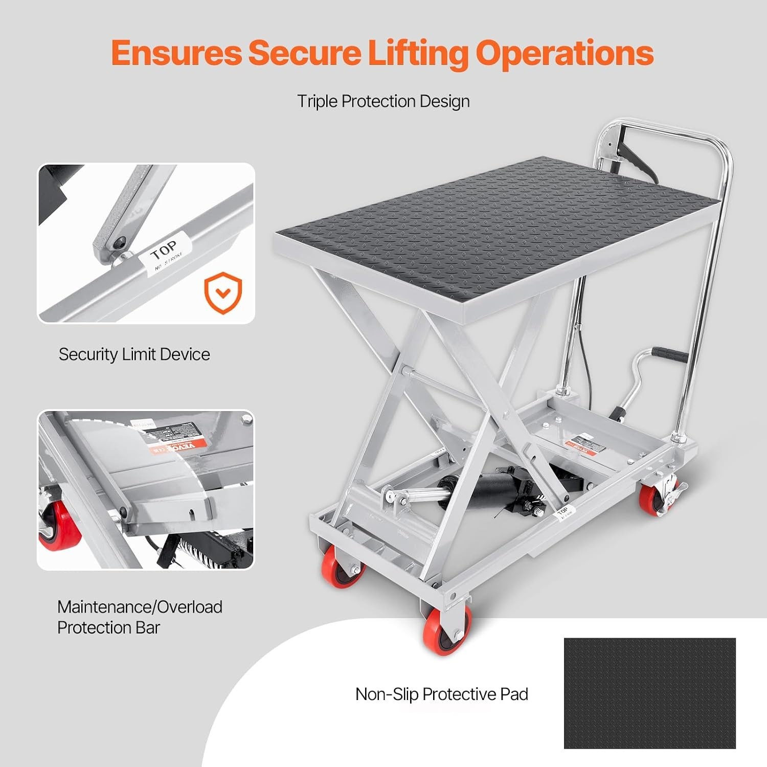 500 lbs Hydraulic Lift Table Cart – 28.5 Inch Manual Scissor Lift with Wheels