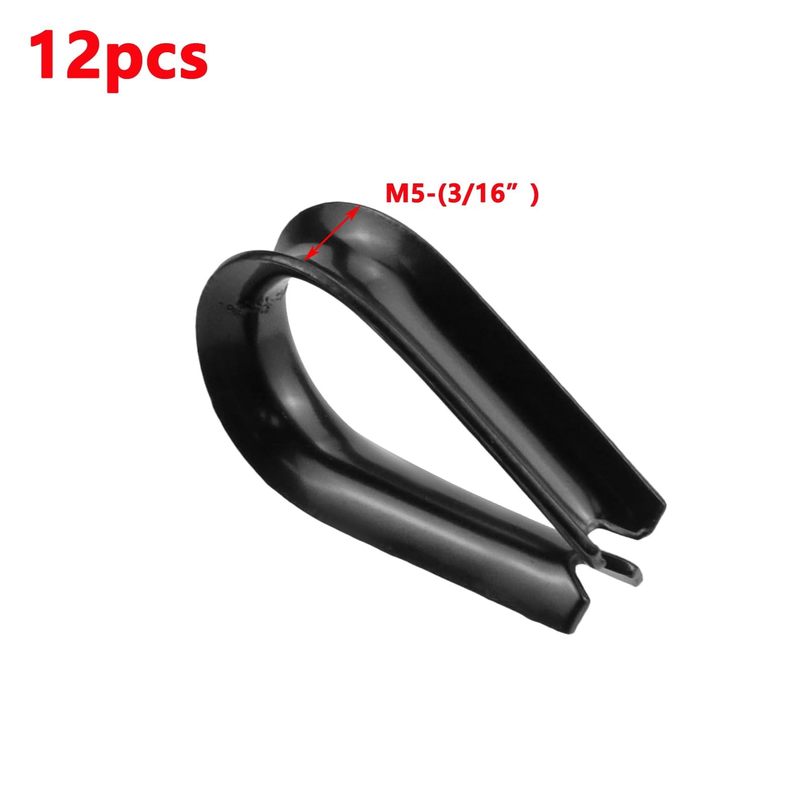 M5 Stainless Steel Thimble,Rope Thimble Rigging,Black,12Pcs