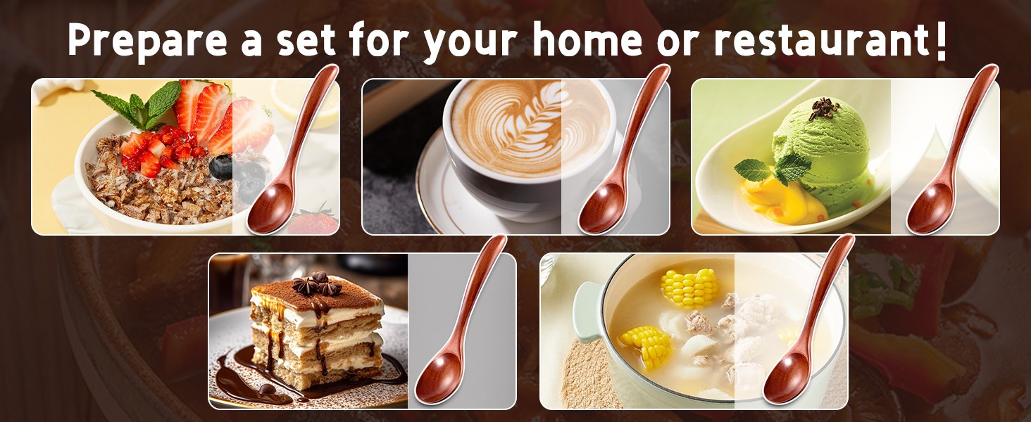 50PCS Small Wooden Spoons 6.7″ Soup Spoons Bulk for Eating with Stirring &