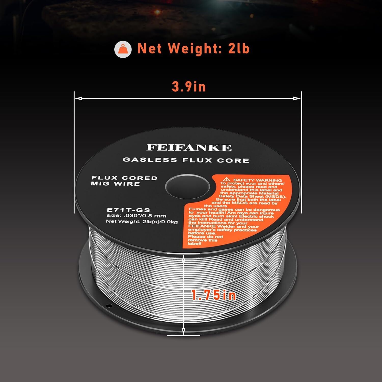 Flux Core Welding Wire .030″-E71T-GS Mild Steel MIG Wire 2 Pounds 1/2/3/4 Packs