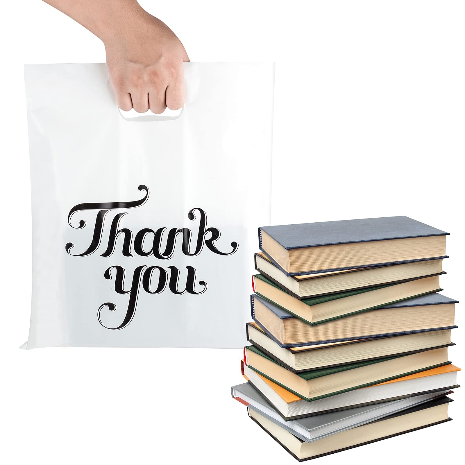 100 Pcs White 12×15″ Thank You Bags, Shopping 1 Count (Pack of 100),