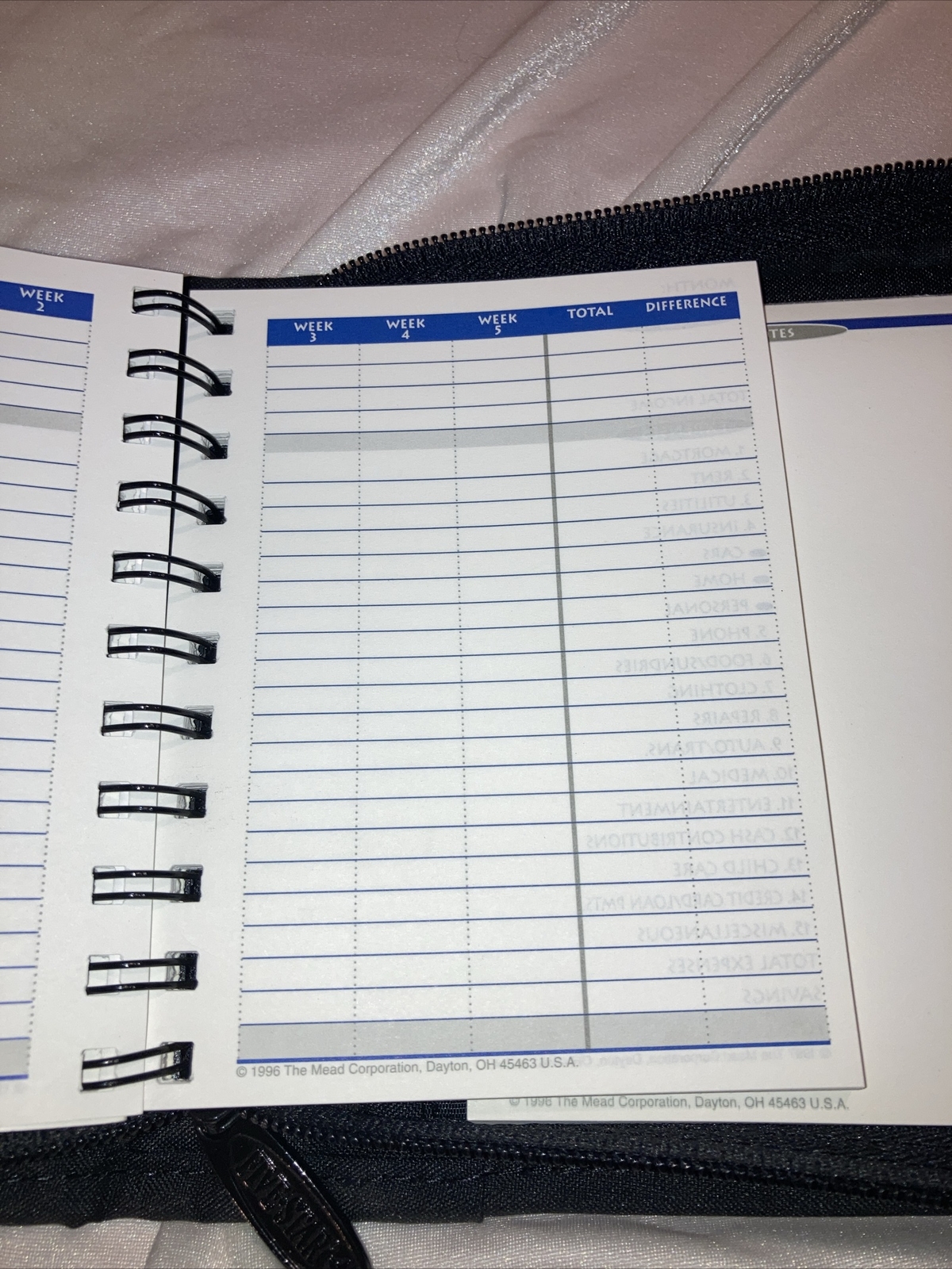 Mead Five Star Fat Little Day Planner 6.75″x5.5″ Zipper Binder Organizer 1996 !