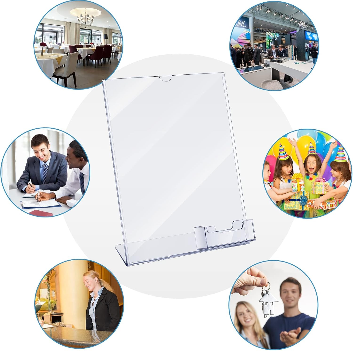 Vicenpal Acrylic Sign Holder with Business Card Holder, 8.5 x 11 Transparent