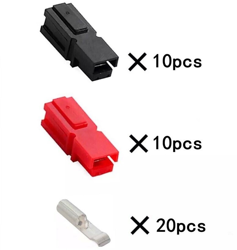 10 Sets Universal DC Power Connectors 30A Male or Female Red/Black 10X Crimp-On