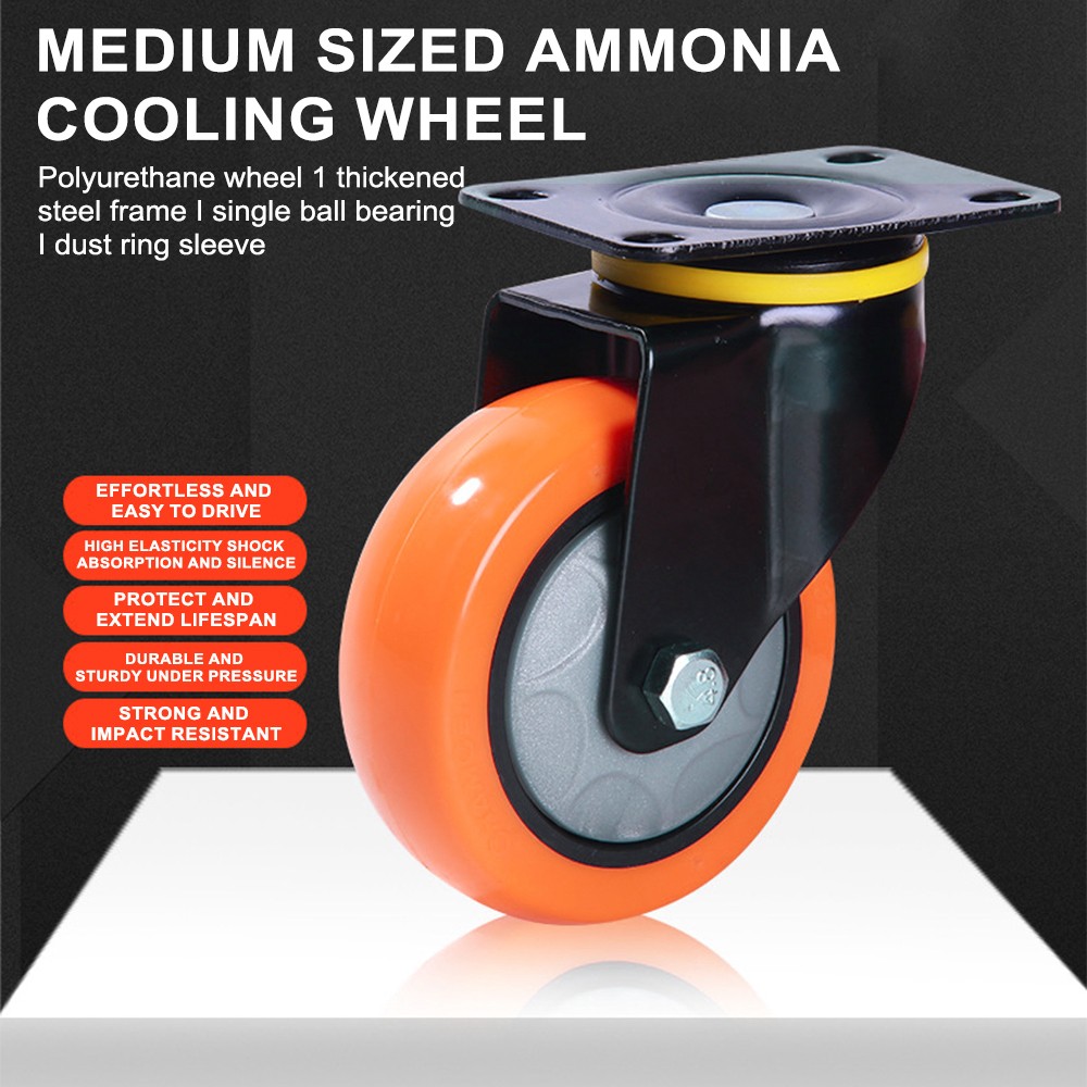 2 / 4 Pack Heavy Duty Swivel Plate Caster Wheels 3″ 4″ 5″ Polyurethane Wheels