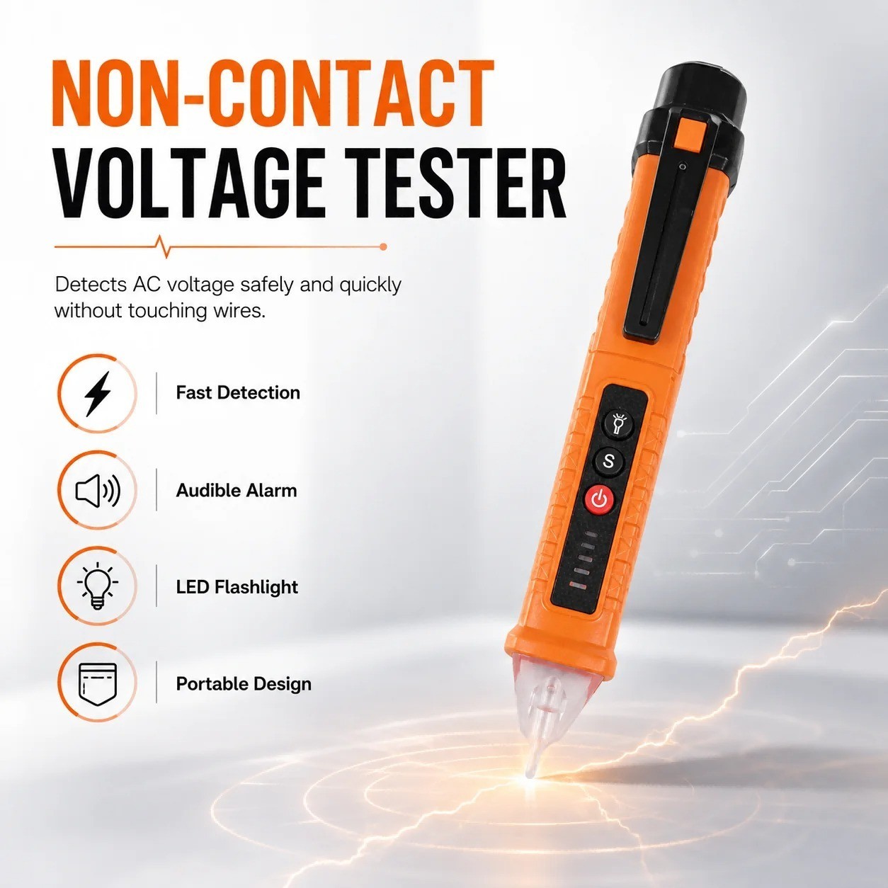 Voltage Electric Tester Volt Detector Test Pen Non-Contact Sensor AC DC 12-1000V