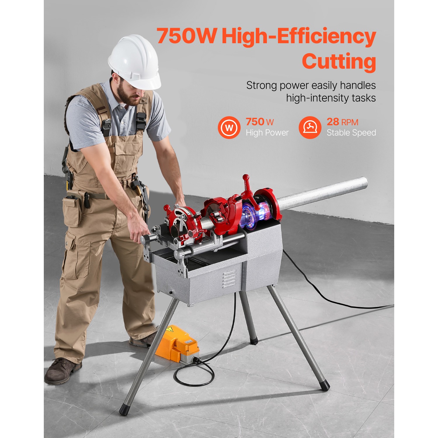 Electric Pipe Threader Machine 750W 28RPM Threading Cutter for 1/2″ to 2″ Pipes