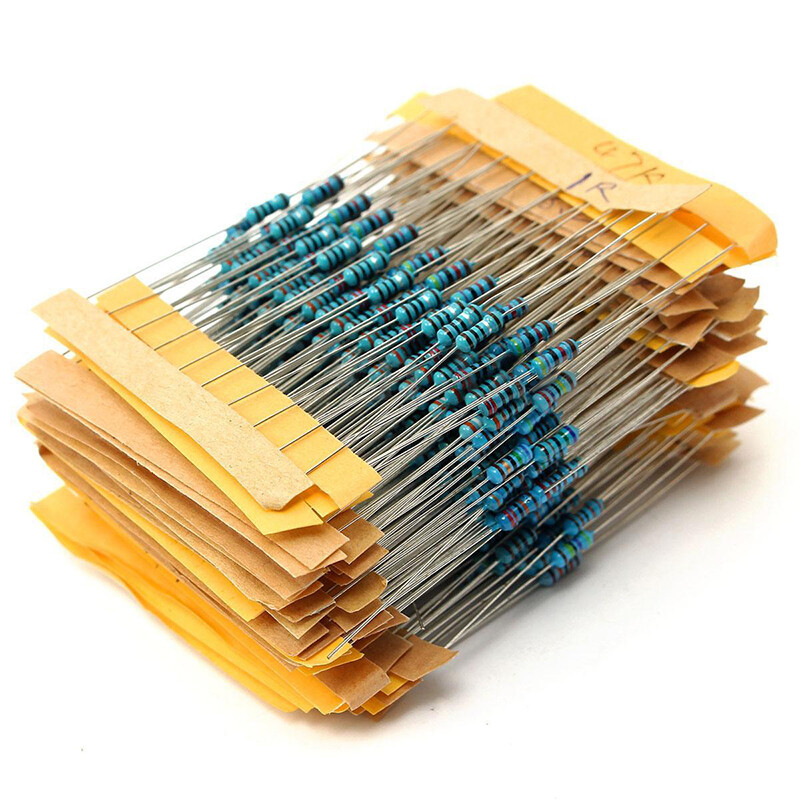 500pcs 50 Values 1/4W Metal Film Resistors Resistance Assortment Kit 1% 1Ω~10MΩ