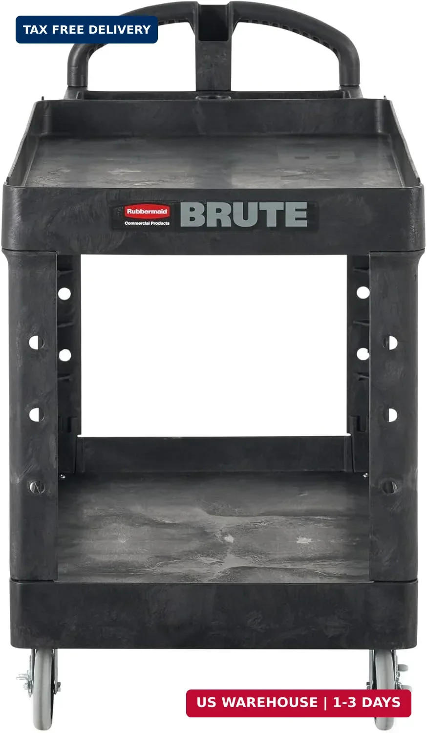 2-Shelf Utility/Service Cart, Medium, Black, Lipp