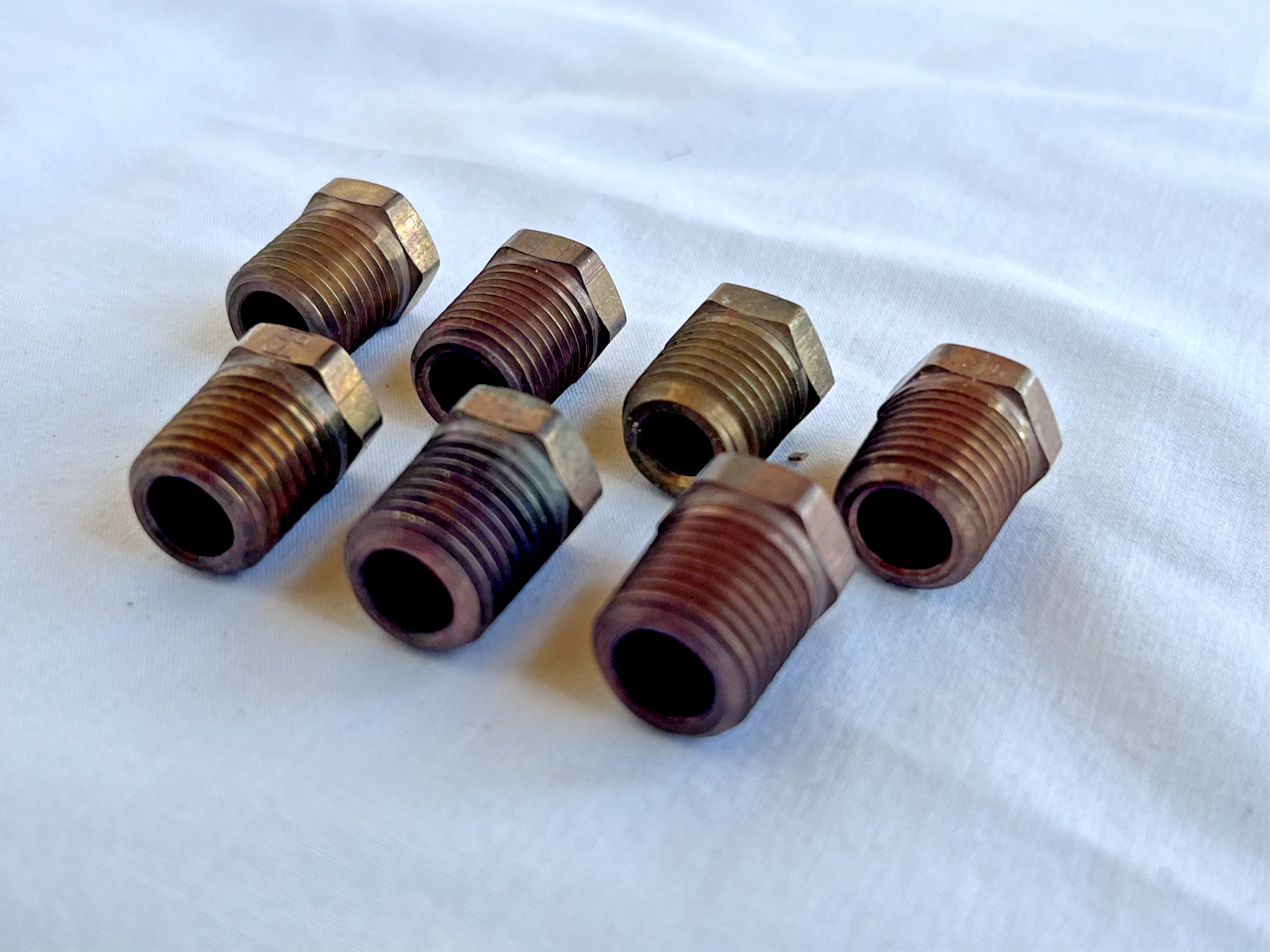 7 pc 1/4 inch male NPT Cored Hex Head Plug Brass Pipe Fitting NPT fuel water air