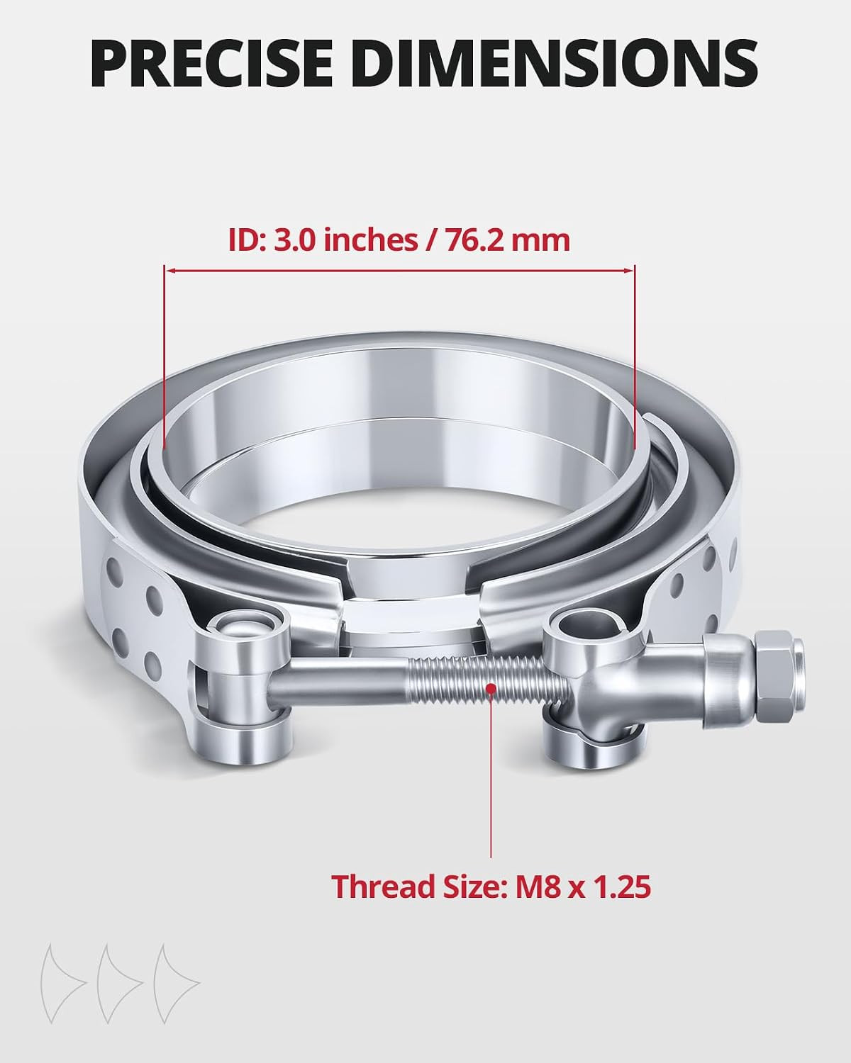 3.0 Inch V Band Clamp Stainless Steel with Flange Flat Mild Steel