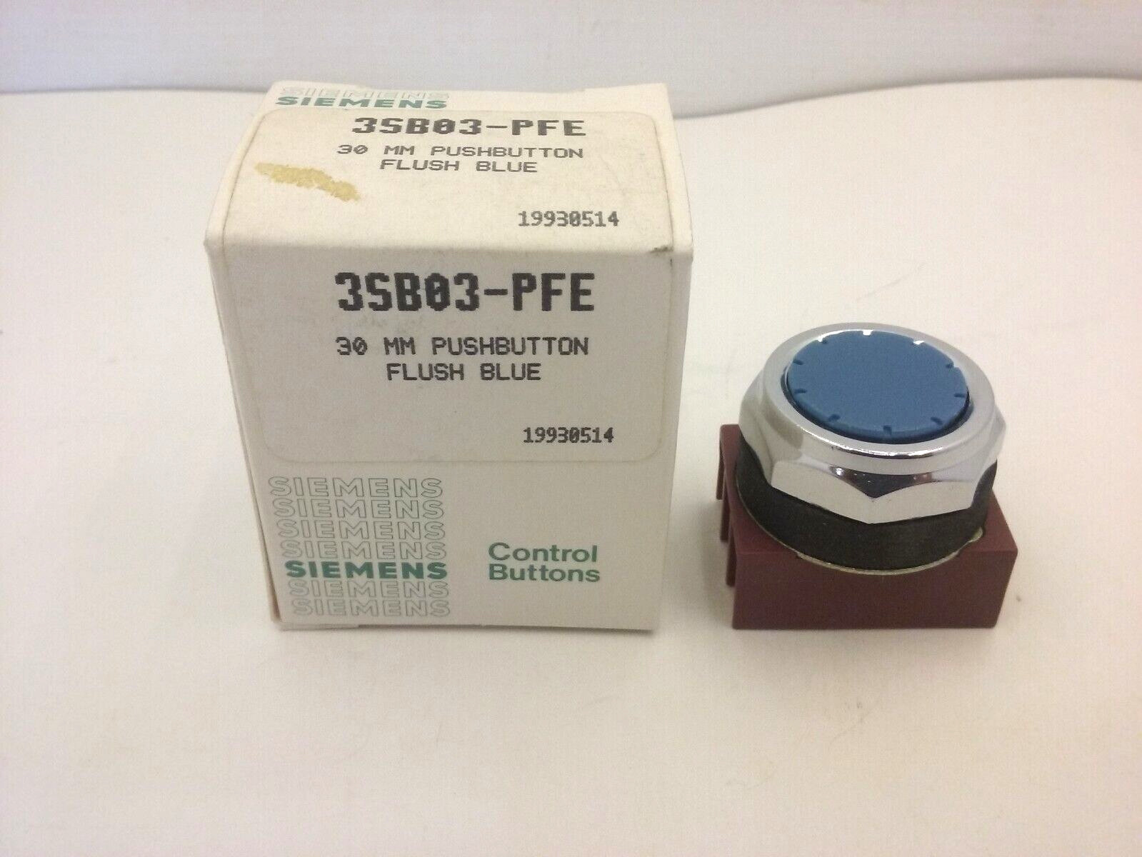SIEMENS 3SB03-PFE PUSHBUTTON 30MM FLUSH BLUE NIB
