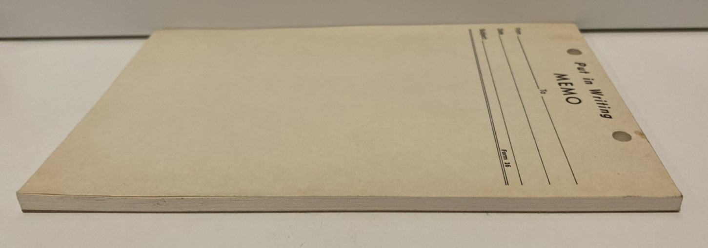 Vintage «Put it in Writing» Memo Pad 8 1/2″ x 5 1/2″ 45 sheets 2 holes at Top