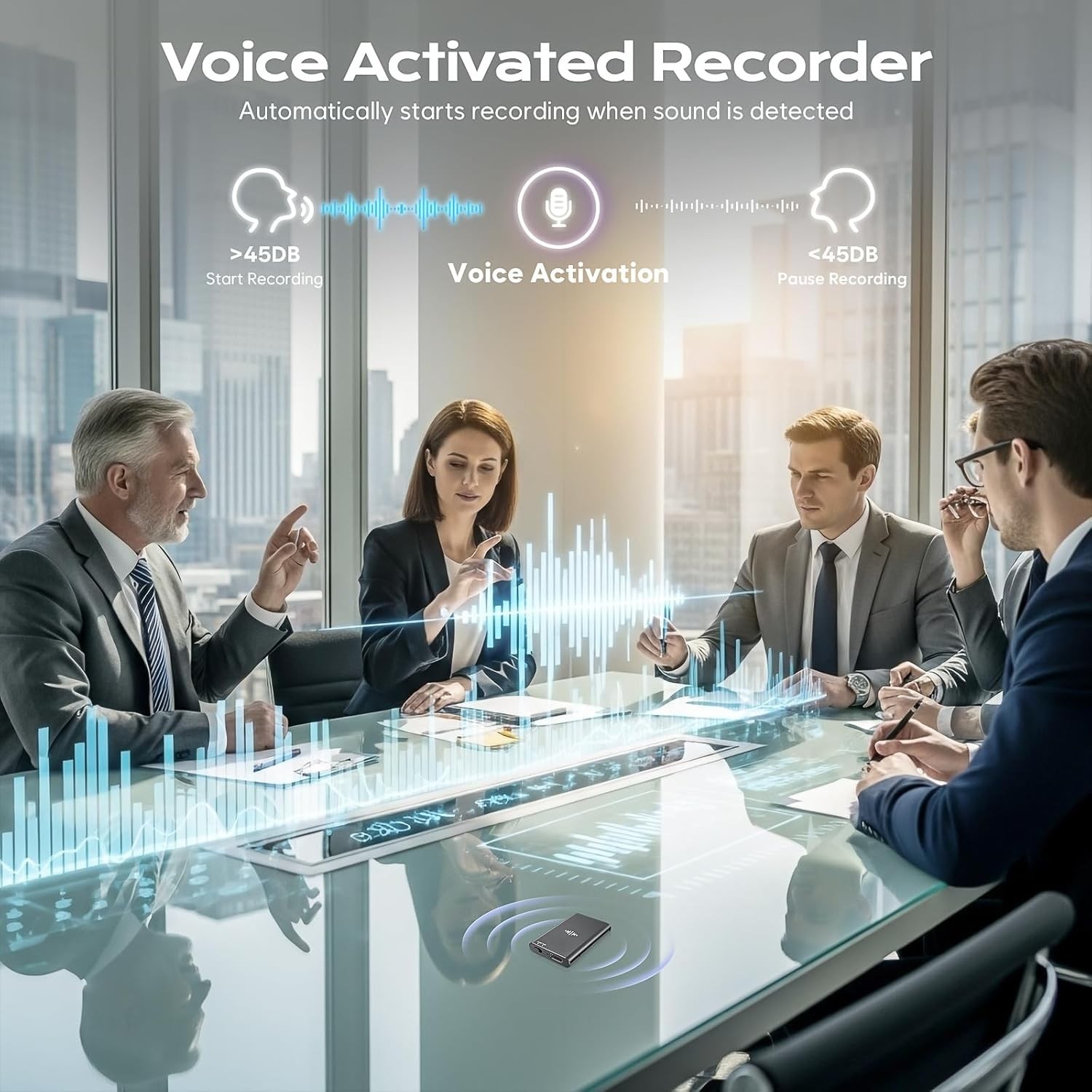 64GB Magnetic Voice Recorder – Lymorvex Voice Activated Recorder AI-Intelligent