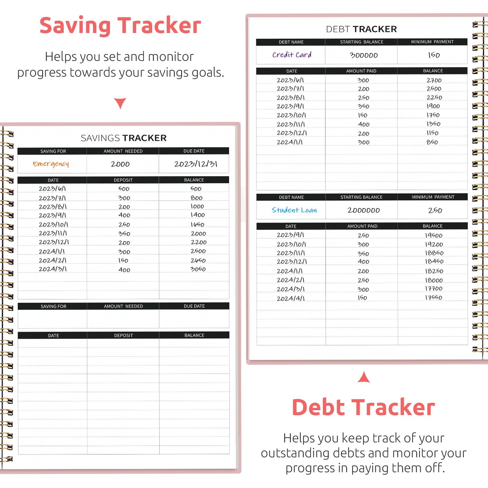 Budget Planner – Monthly Book with 9.9 x 6.9 x 0.5 inches, A.Pink