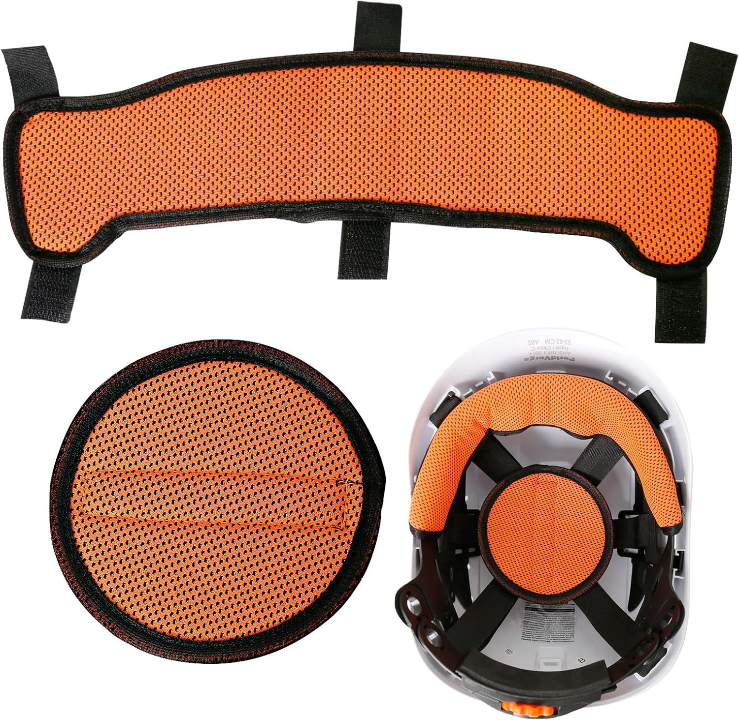 Hard Hat Sweatband and Top Pad – 1 Set Washable Hard Hat Sweat Bands