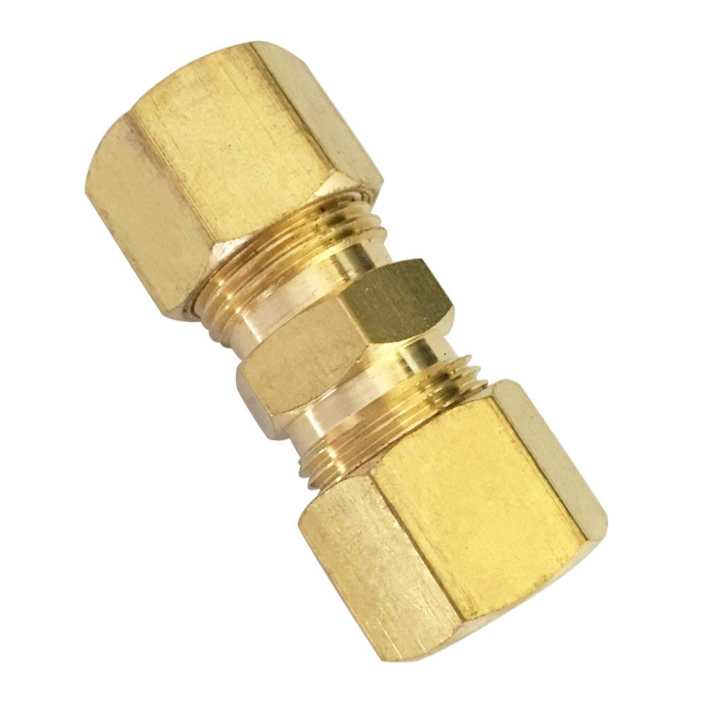Brass Compression Tube Fitting, Union, 1/4″ OD X 1/4″ OD, 5Pcs