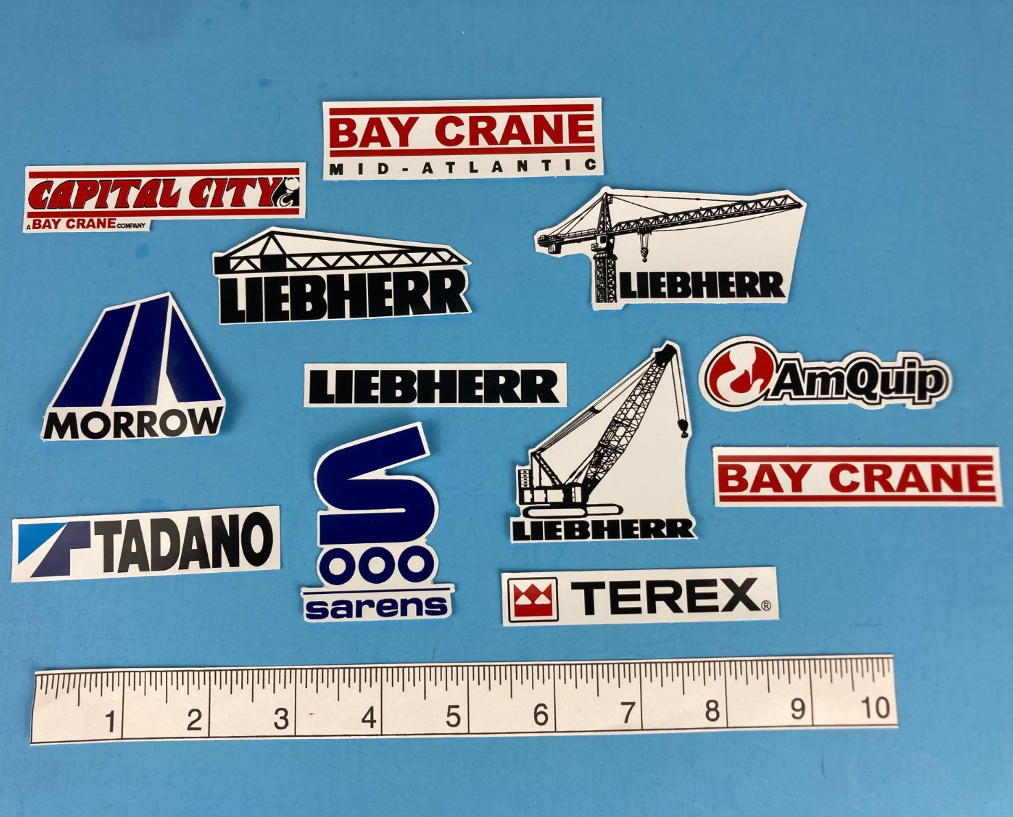 Hard Hat Decal Stickers Bay Crane LIEBHERR TEREX SARENS TADANO MORROW AmQuip