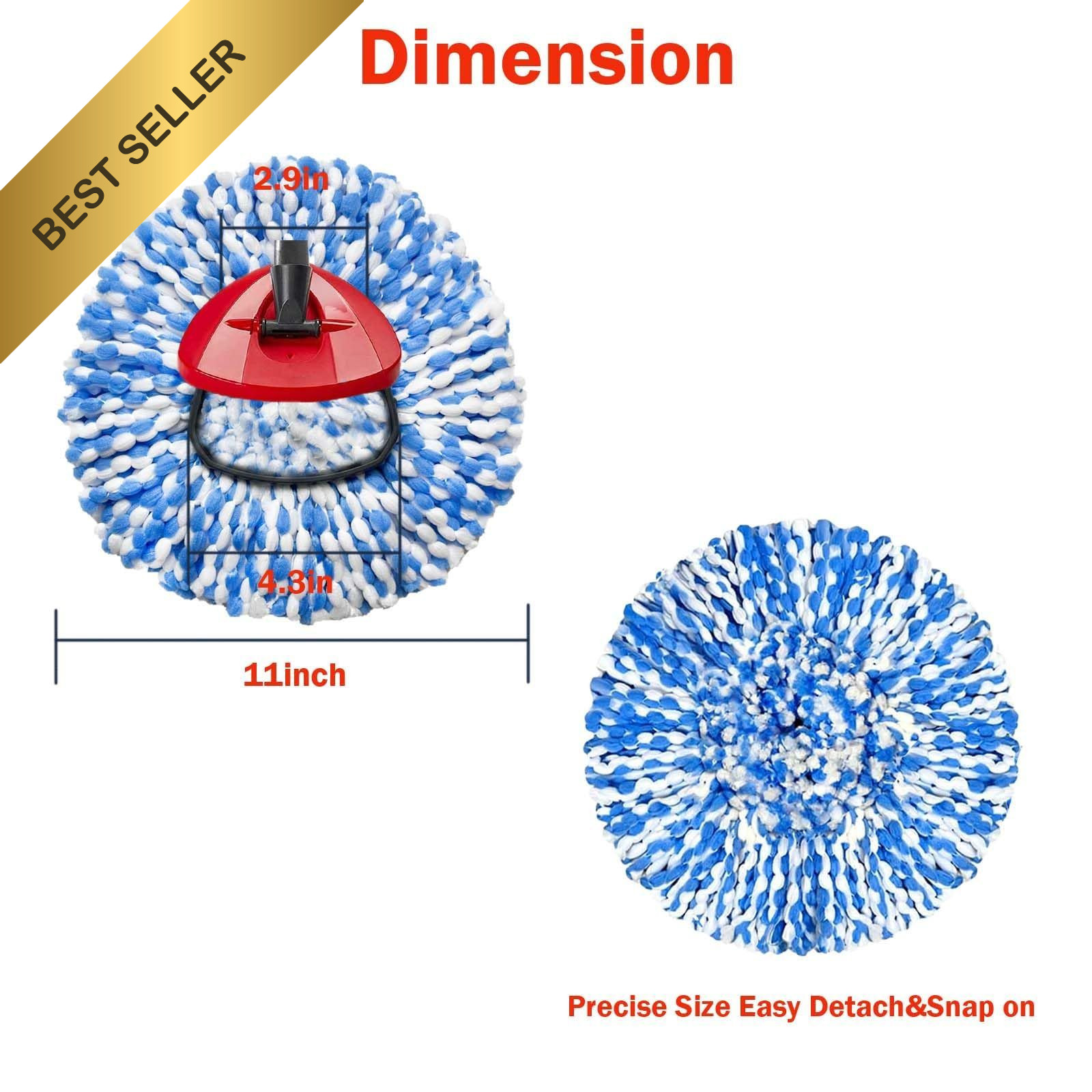 4 Pack Mop Refill Heads Spin Microfiber Washable For OCedar RinseClean 2 Tank