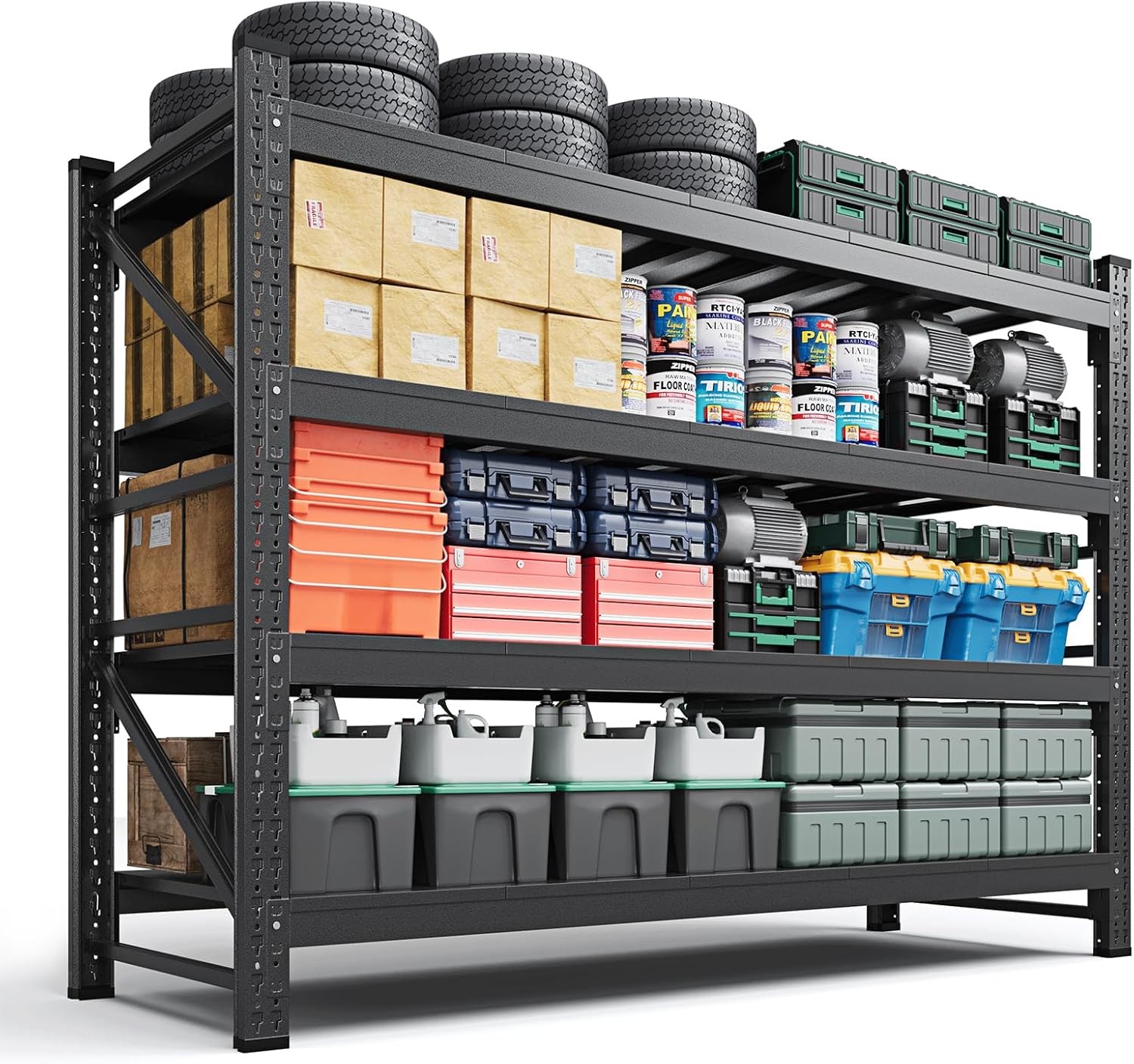 Letaya 4000LBS 4 Tier Adjustable Rack 60x24x70 Black for Shop