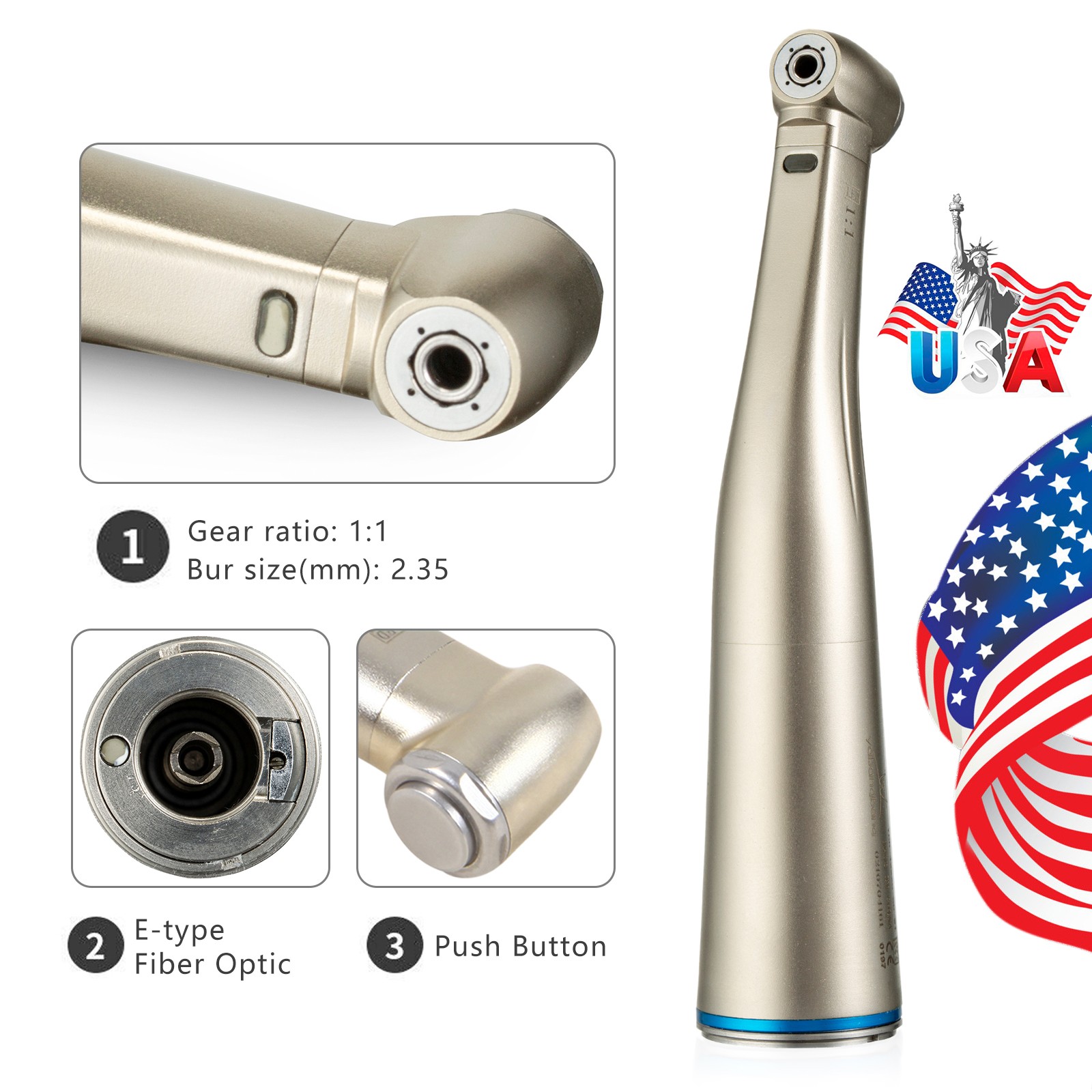 YBB Electric Handpiece Dental 1:5 1:1 1:4.2 20:1Contra Angle Increasing LED