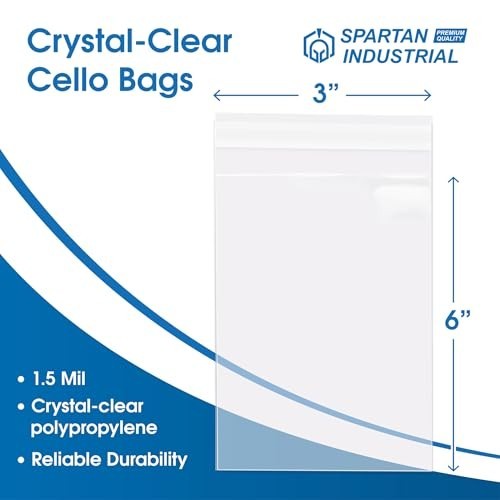 “3×6 Crystal Clear Resealable Cello Bags – 1000 Count Polypropylene for Jewelry,