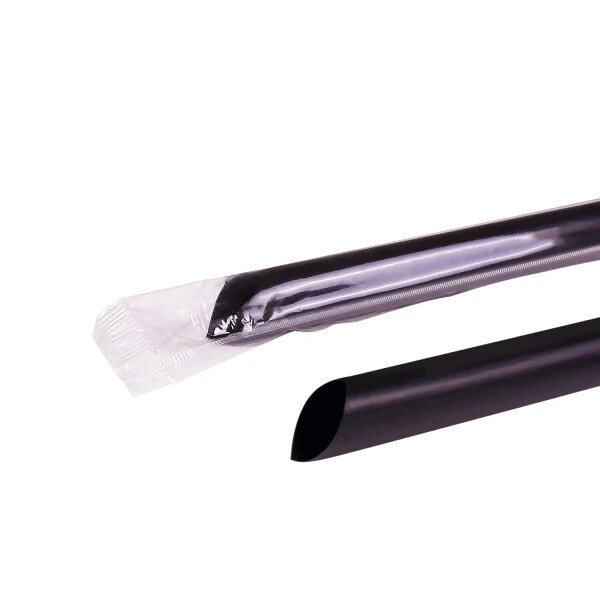 Karat 9-Inch Boba Straws (10mm) Poly Wrapped – Black – 1,600 ct, C9060s (Black)