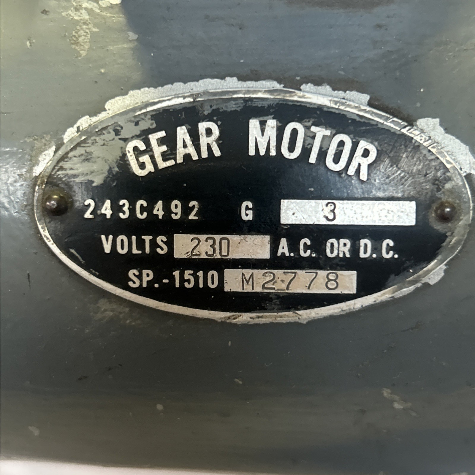 GENERAL ELECTRIC,243C492G3,GEAR MOTOR 230V AC OR DC