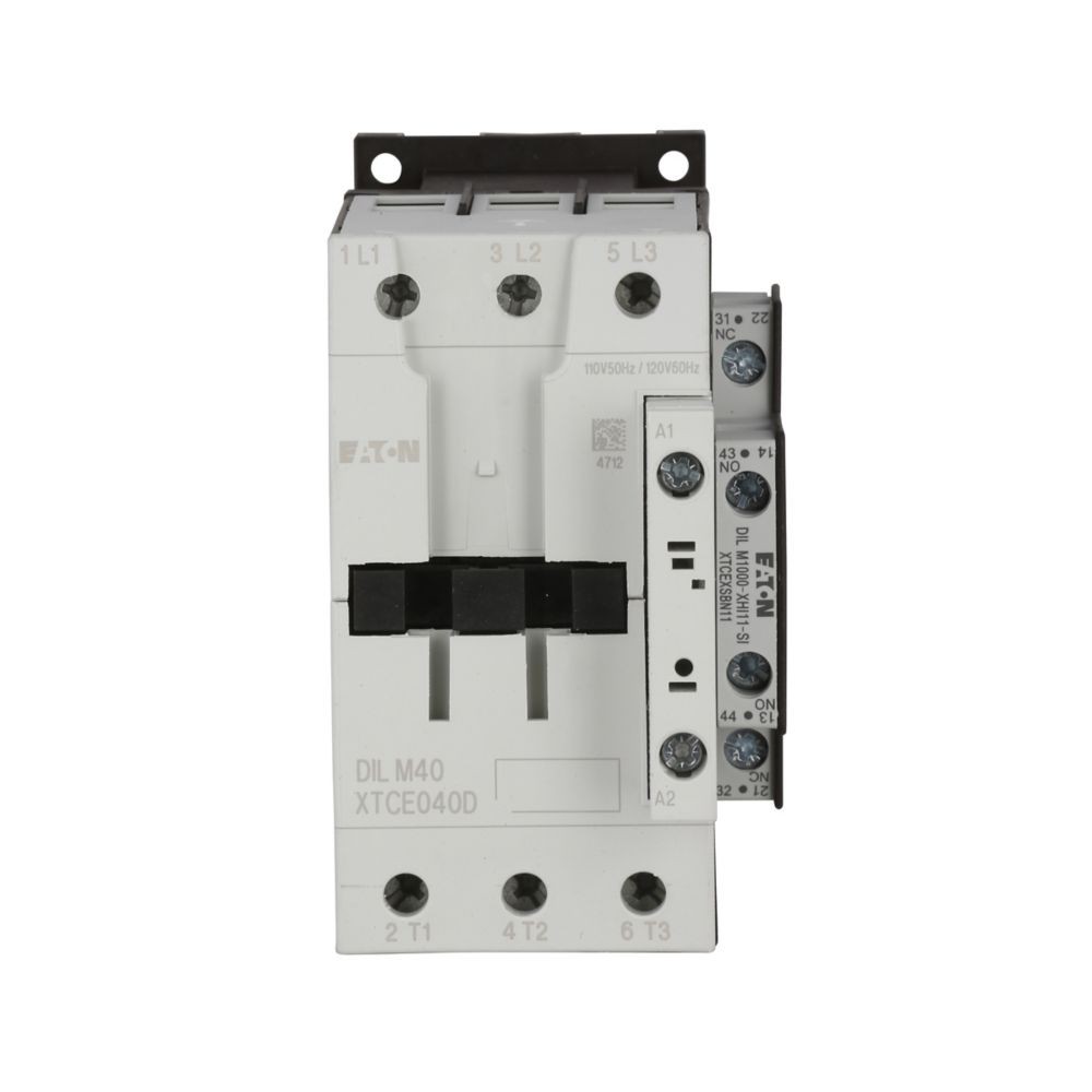 Eaton XTCE040DS1A XT IEC Contactor, 40A, Side-Mounted, 110 Vac 50 Hz, 120 Vac