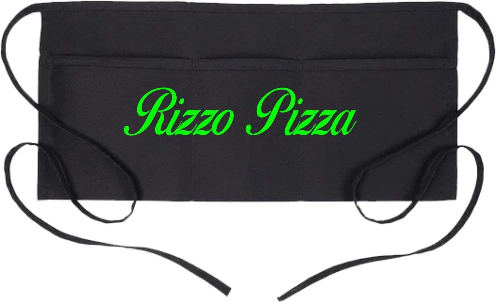 Custom Printed 3 Pocket Server Apron. 24″ x 12″ w/long ties FREE SHIPPING