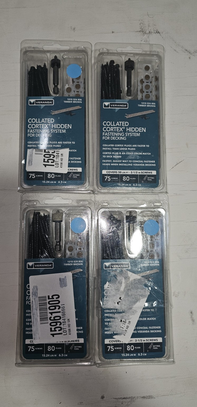 (4 pack)Veranda Collated Cortex Hidden Fastening Deck Screws 2-1/2″ Timber Brown