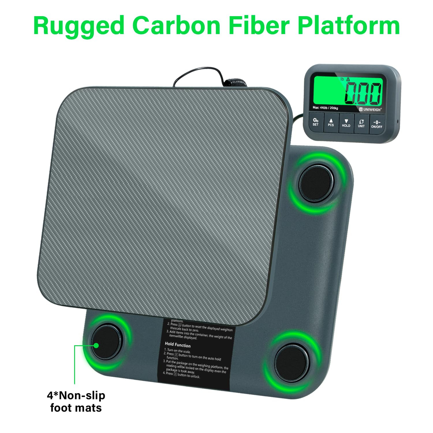 Digital Postal Scale 440Lb,High Accuracy 0.35Oz Shipping Scale for Packages with