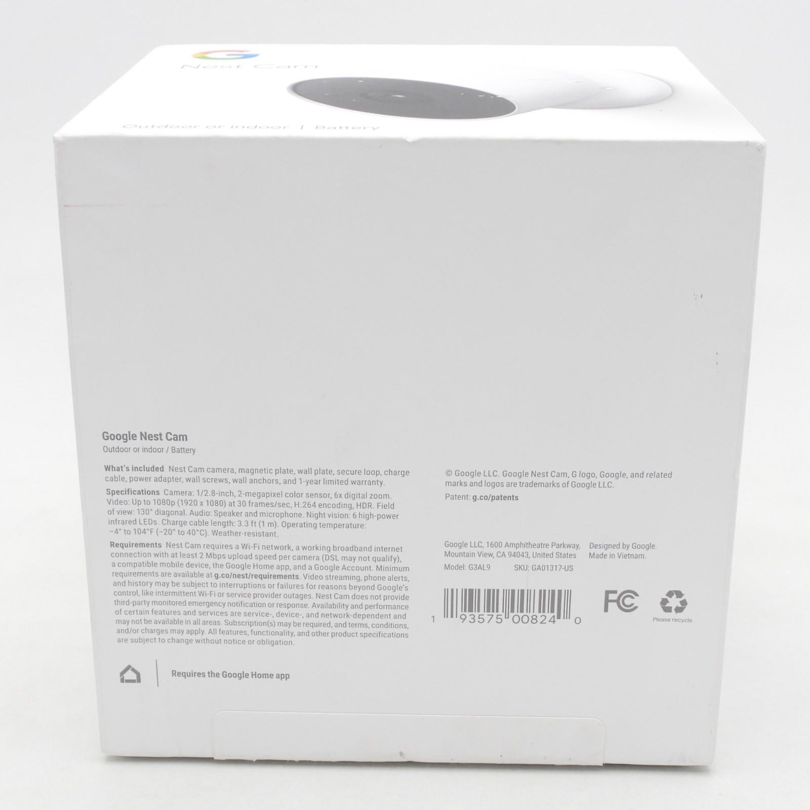 Google Nest Security Indoor Outdoor Camera G3AL9 (Snow) with box
