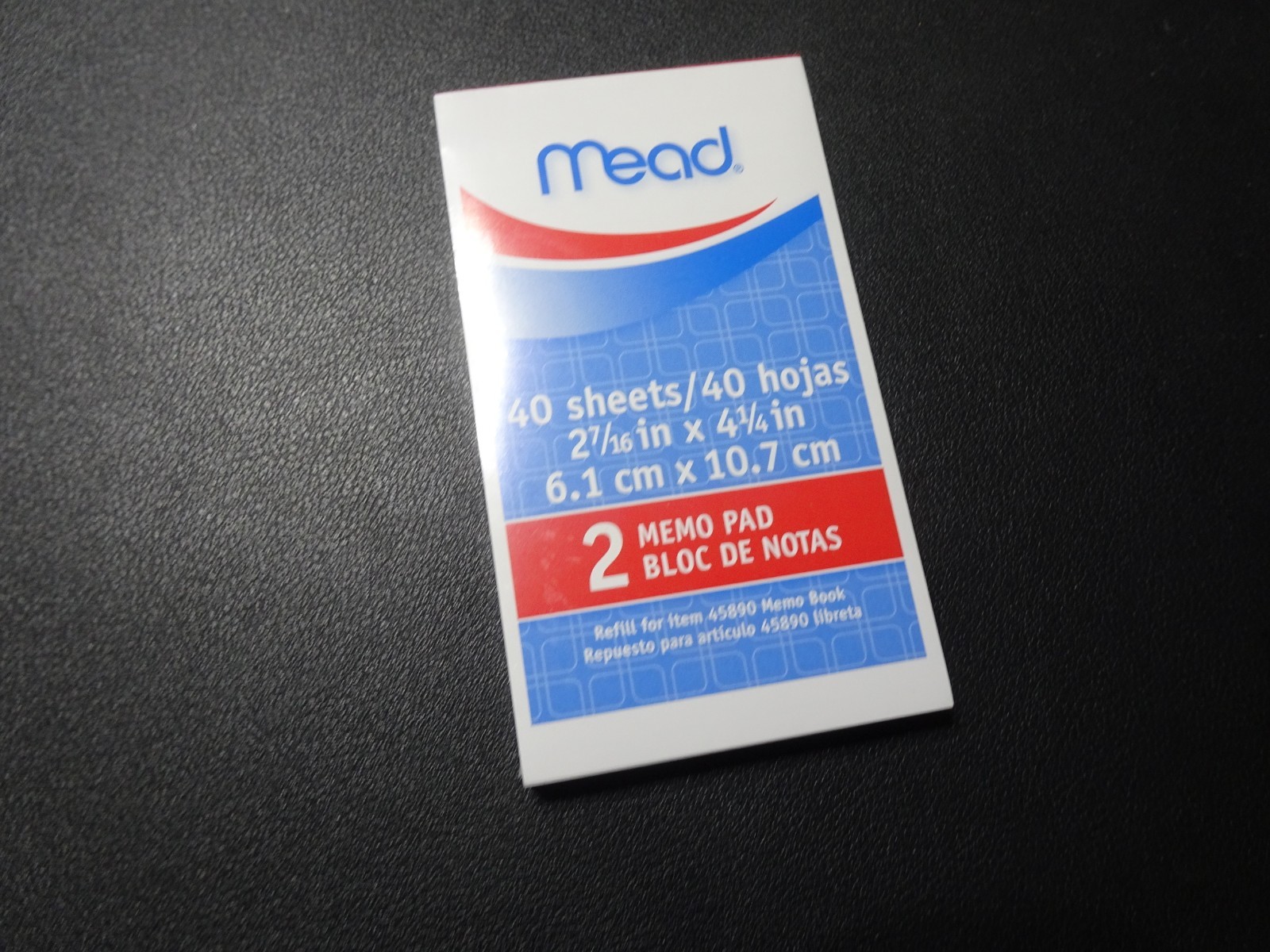 Mead 40 Sheets 2-7/16 x 4-1/4″, Qty=2 Memo Pad for Mead Flip-Top MEA45890