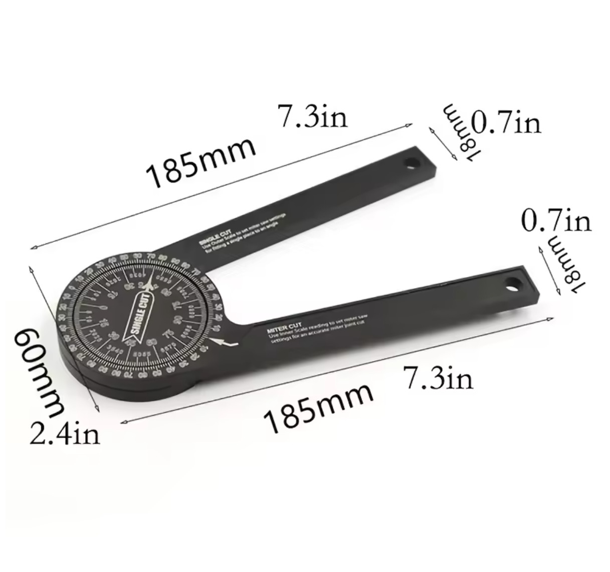 Aluminum Miter Saw Protractor | 7-Inch Rust Proof Angle Finder Featuring