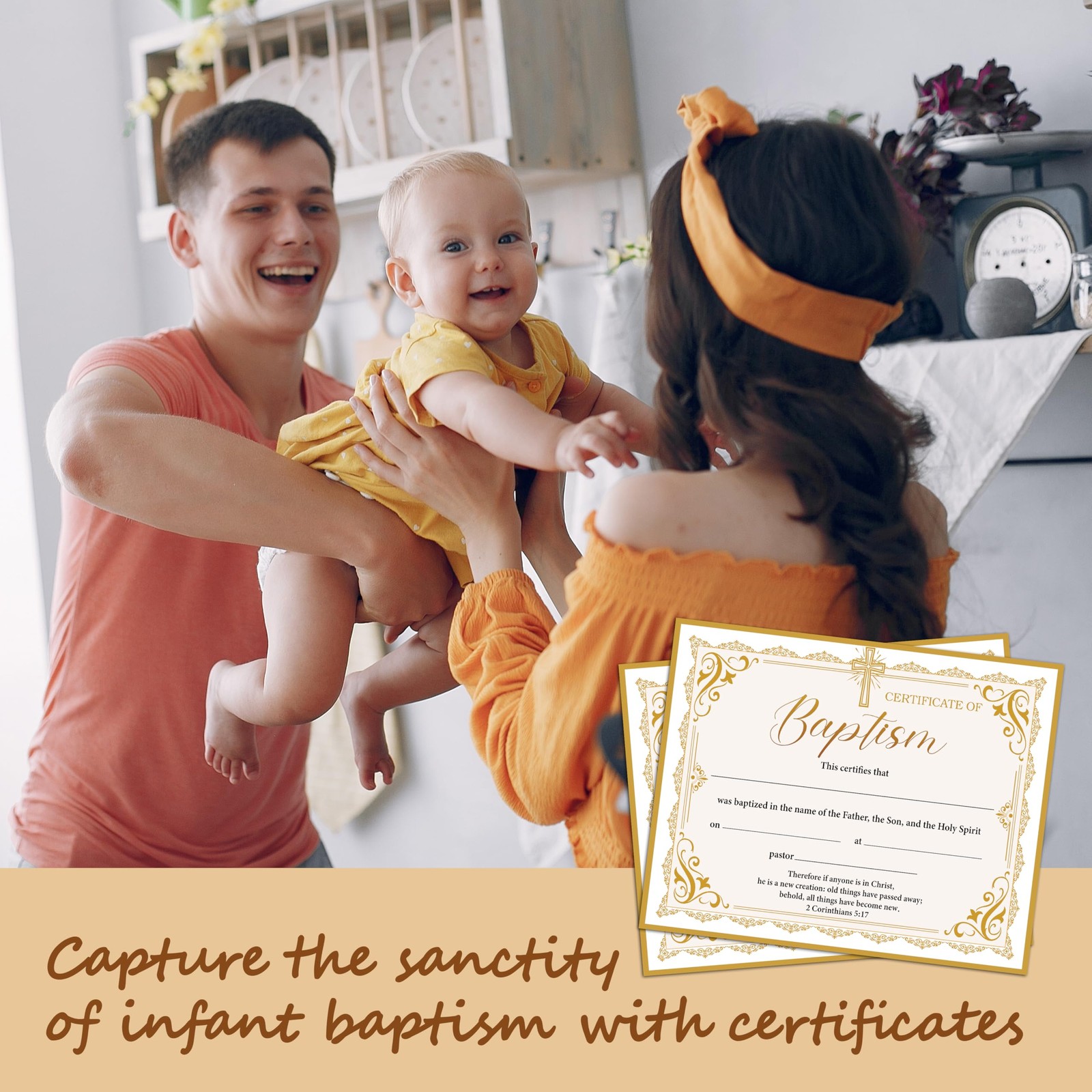 Baptism Certificates for Church – 8 x 10 Inches Blank Baby Dedication Award, …