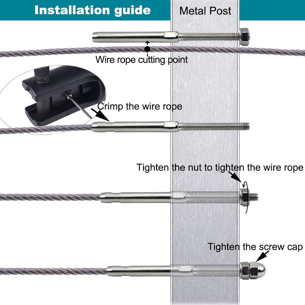 100 x T316 Stainless Steel Hand Swage Tensioner for 3/16» Cable Railing Systems