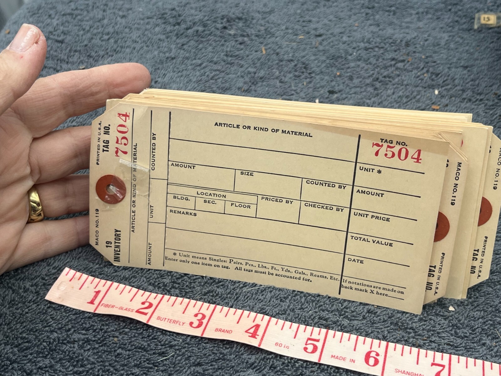 vintage deadstock inventory store label tags office antique numbered lot 50