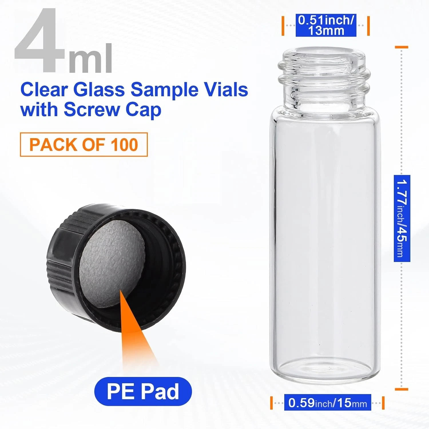 500pcs 4/10/30ml Clear Essential Oil Small Sample Glass Vials Bottles Containers