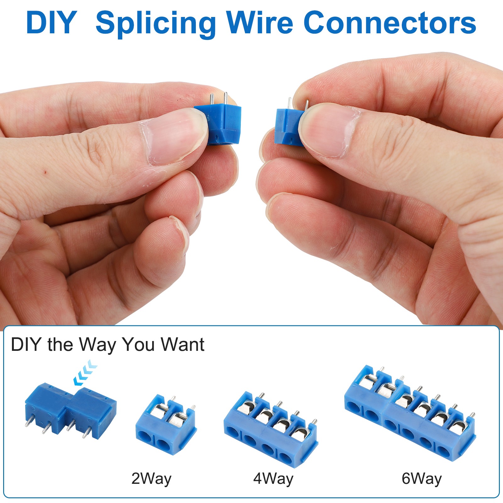 100PCS 5mm 0.2″ Pitch PCB Mount Screw Terminal Block Connector 2P 3P 4P 14-22AWG