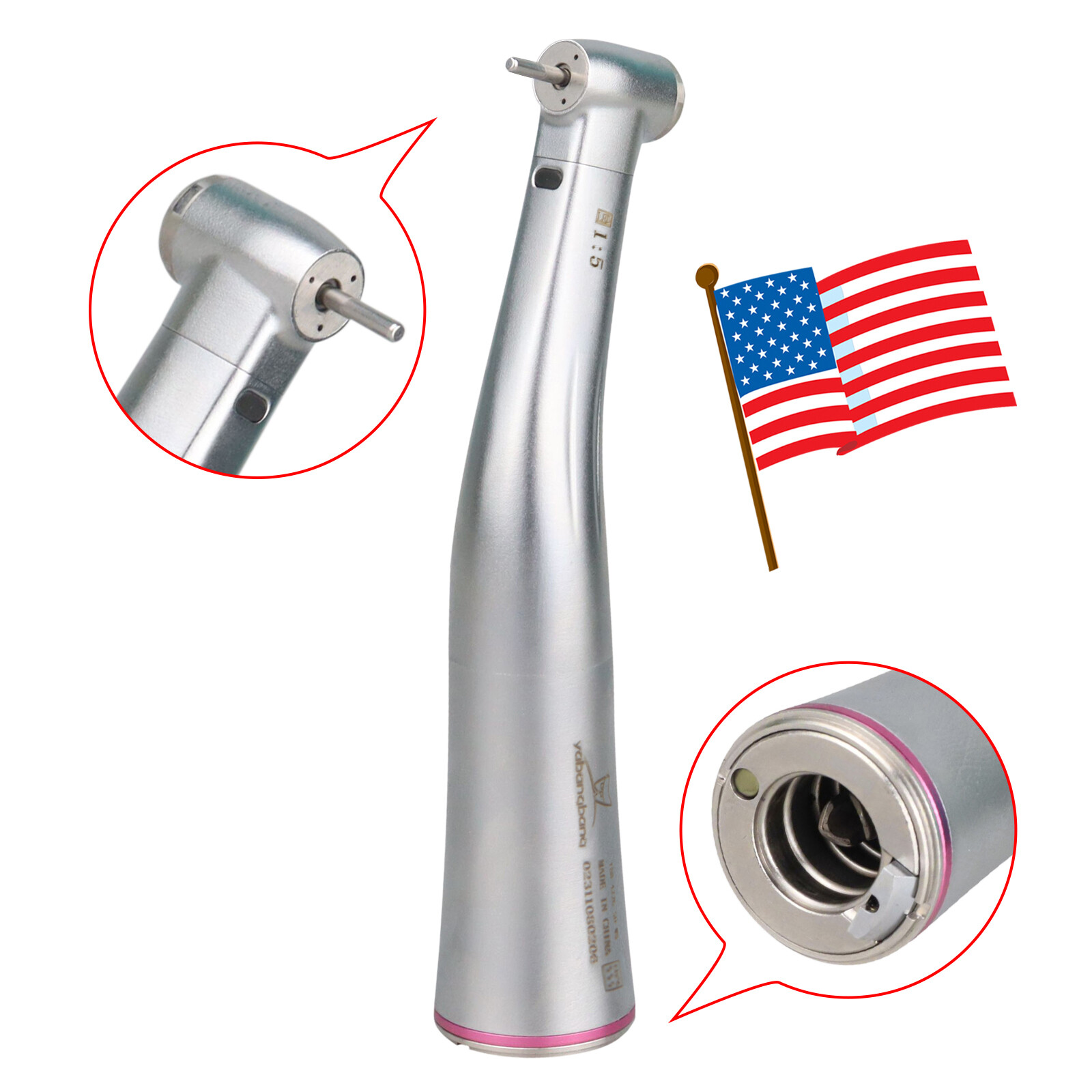 1-50*Dental 1:5 Increasing Fiber Optic LED Contra Angle Handpiece Fit NSK NYD