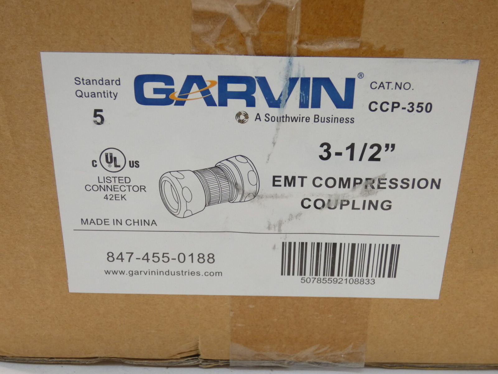 *Box of 5* Garvin CCP-350 EMT Compression 3-1/2″ Coupling Southwire – NEW Sur…