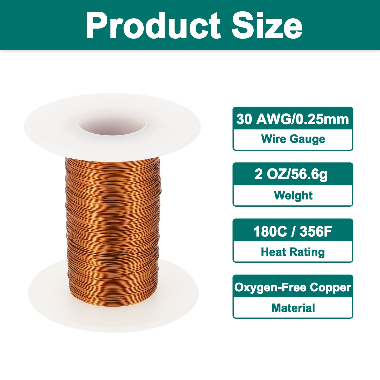 30 AWG Magnet Wire, 2 OZ Magnetic Coil Wire, 180C(356F)