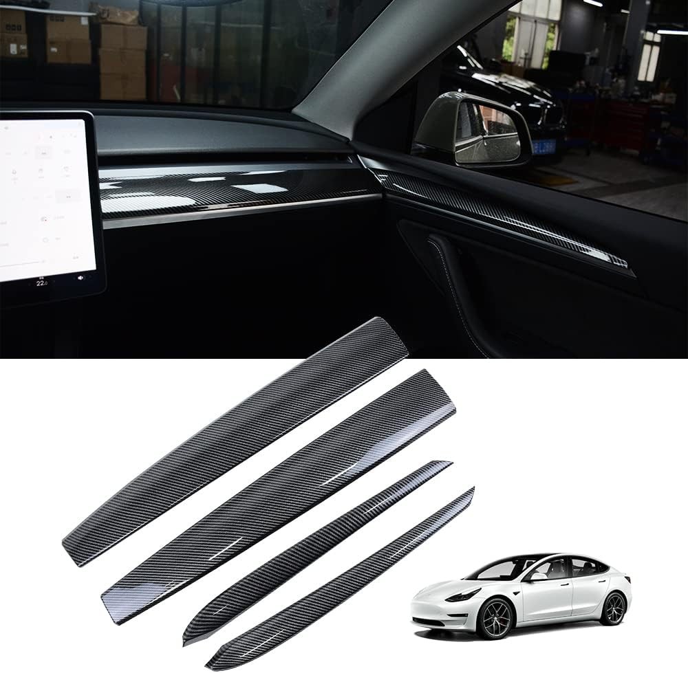 Tesla 3 & Y Dashboard Cover Wrap and Front Door Inner Armrest Panel Cover Trim