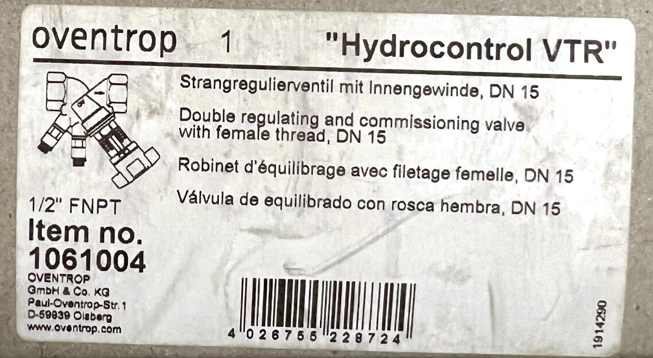 Oventrop 1061004 DN15 Hydrocontrol Balancing Valve 1/2″ 4.2 GPM