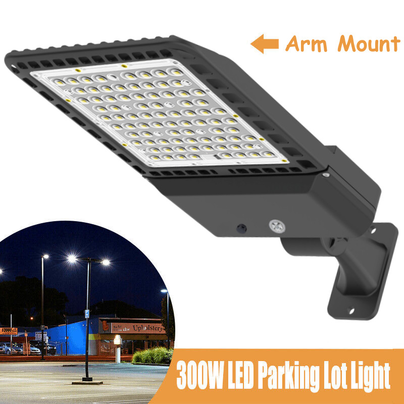 LED Shoebox Pole Light 300W Commercial Street Parking Lot Outdoor Dusk to Dawn