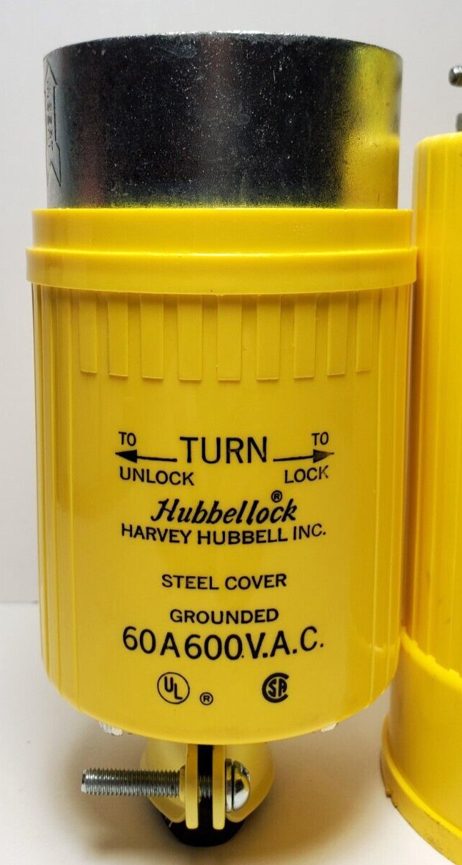 Hubbellock Steel Cover Grounded 60A 600V.A.C Male & Female body SET