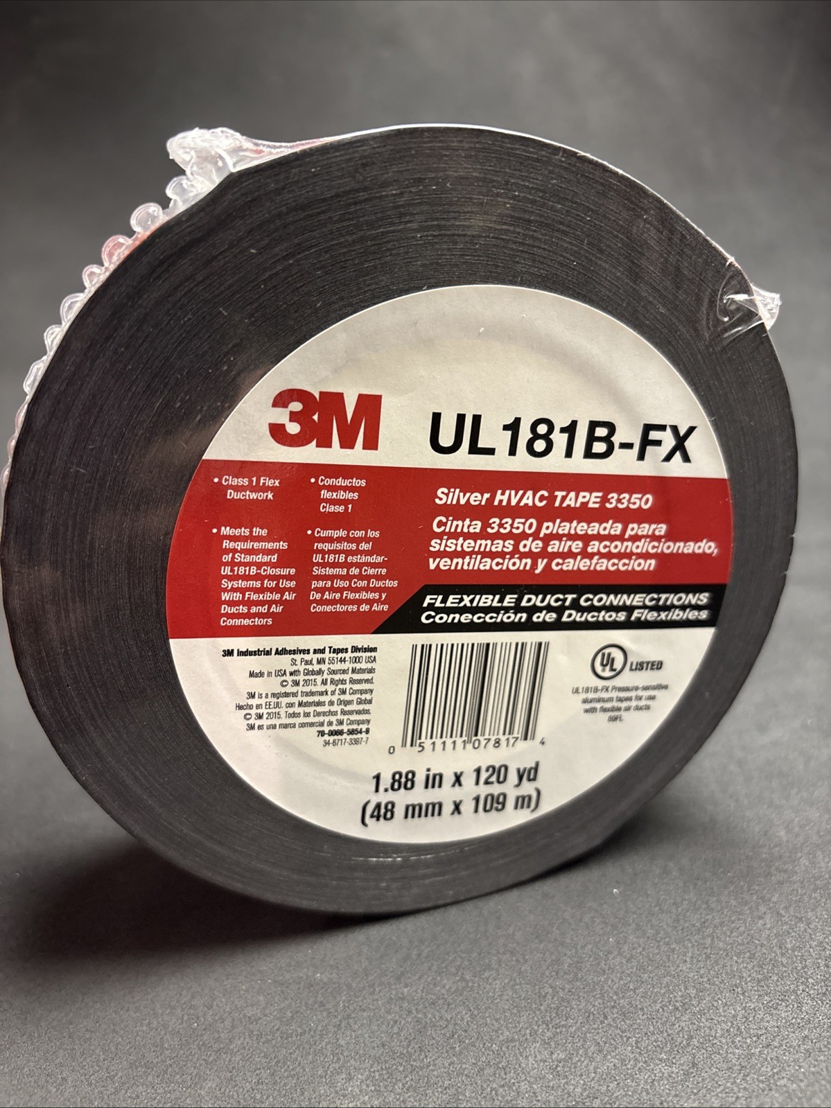 3M Silver HVAC Tape # 3350 1.88″ x 120 yd UL-181B-FX