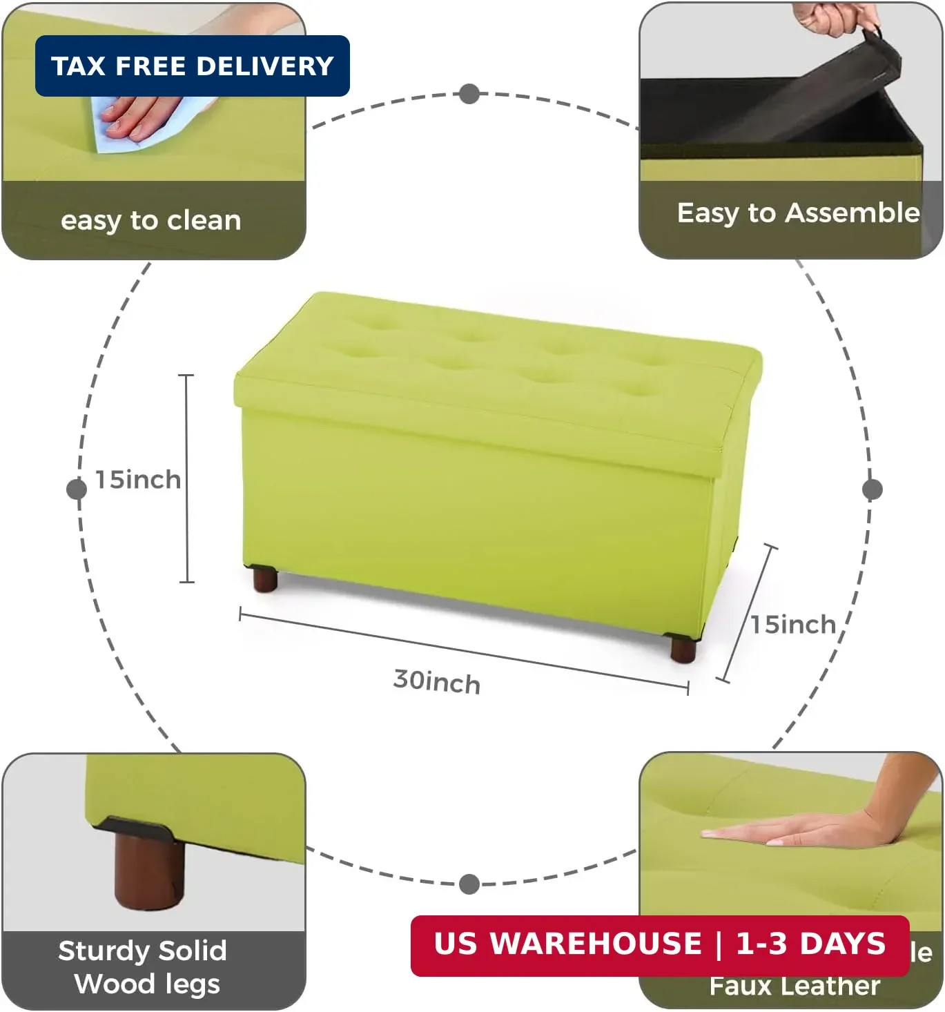 Dorriss Storage Ottoman for Living Room Ottoman with Tray Bedroom Foot Rest Stoo