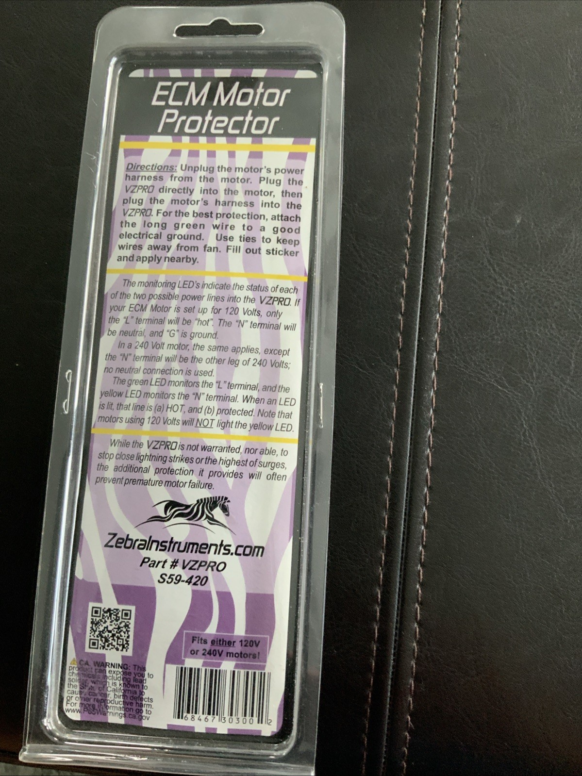 Zebra Instruments VZPRO ECM Motor Protector S59‑420 Surge Protection S59420 NEW